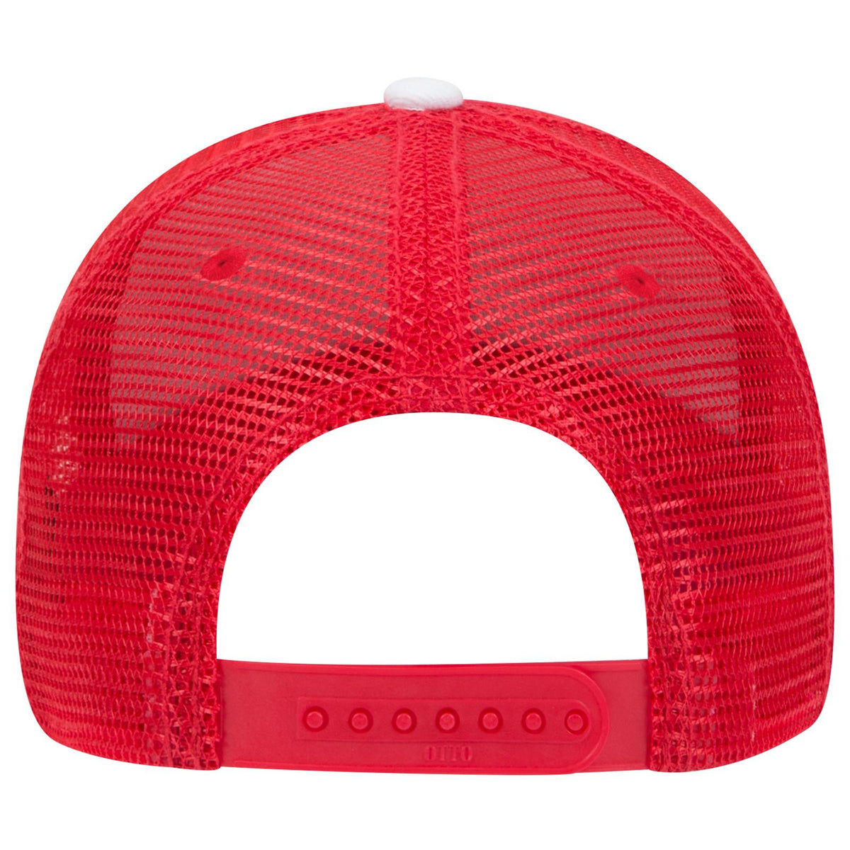 Rear View of 020216 - Red/Red/Wht OTTO CAP 6 Panel Low Profile Mesh Back Trucker Hat