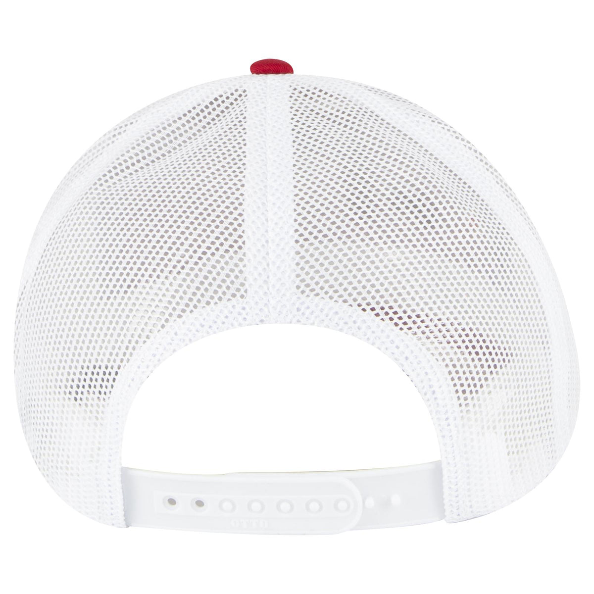 Rear View of 020216 - Red/Red/Wht OTTO CAP 6 Panel Low Profile Mesh Back Trucker Hat