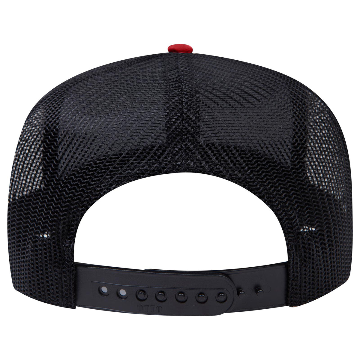 Rear View of 0203 - Red/Blk OTTO CAP 5 Panel Mid Profile Mesh Back Trucker Hat