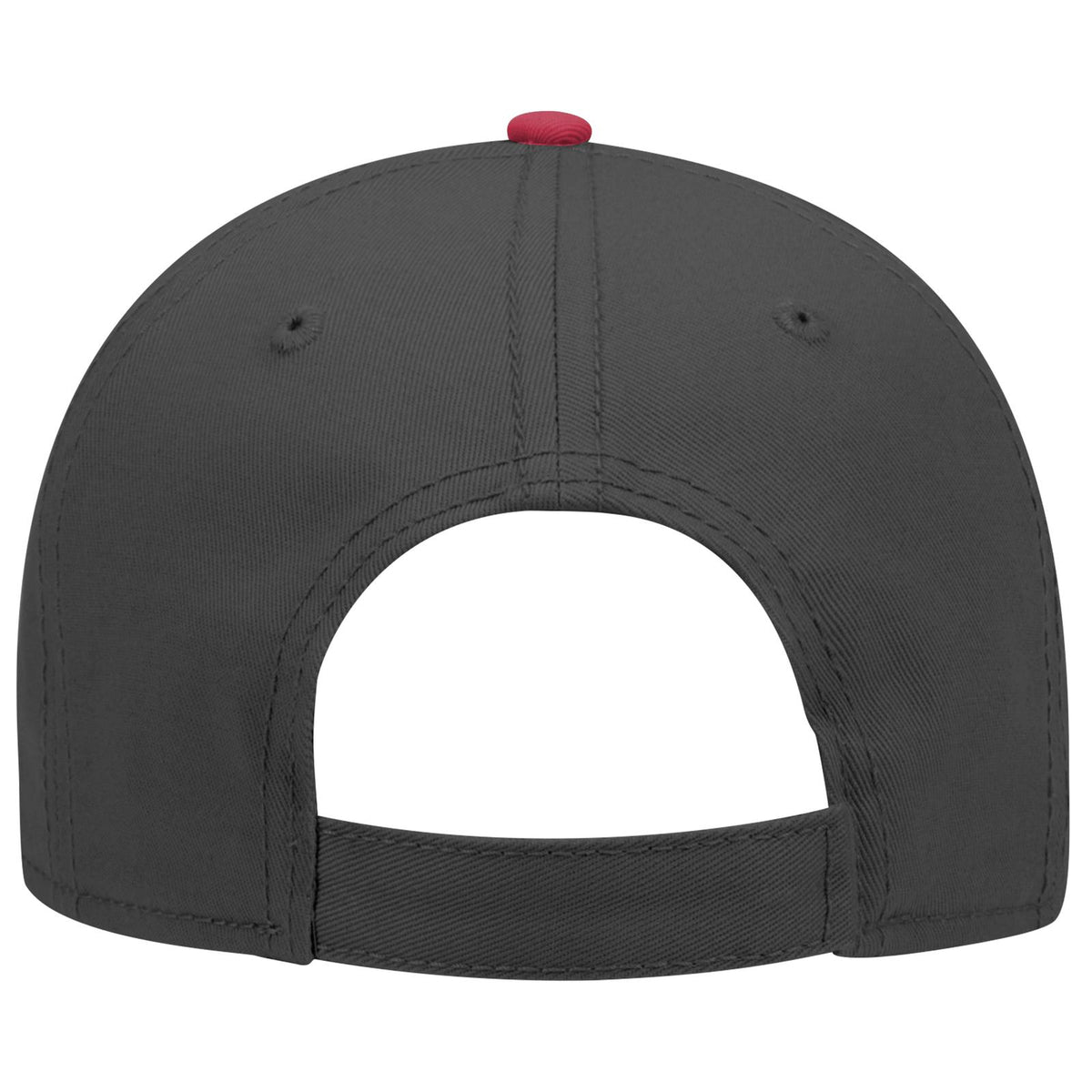 Rear View of 020303 - Red/Blk/Blk OTTO CAP 6 Panel Low Profile Baseball Cap