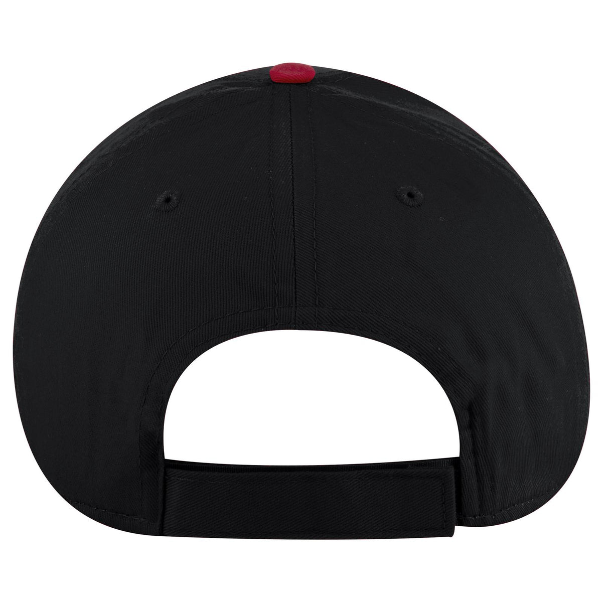 Rear View of 020303 - Red/Blk/Blk OTTO CAP 6 Panel Low Profile Baseball Cap