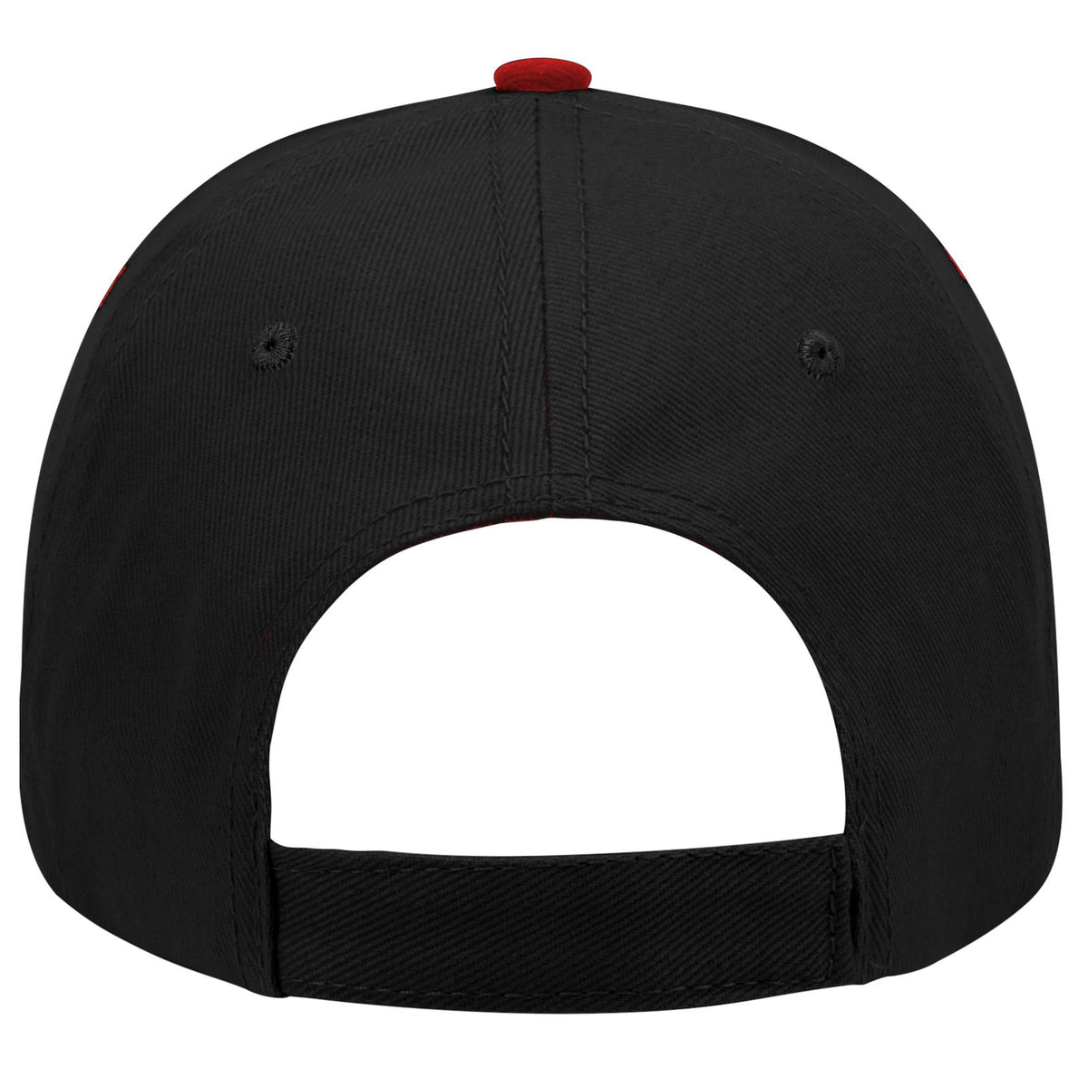 Rear View of 020303 - Red/Blk/Blk OTTO CAP 6 Panel Low Profile Baseball Cap