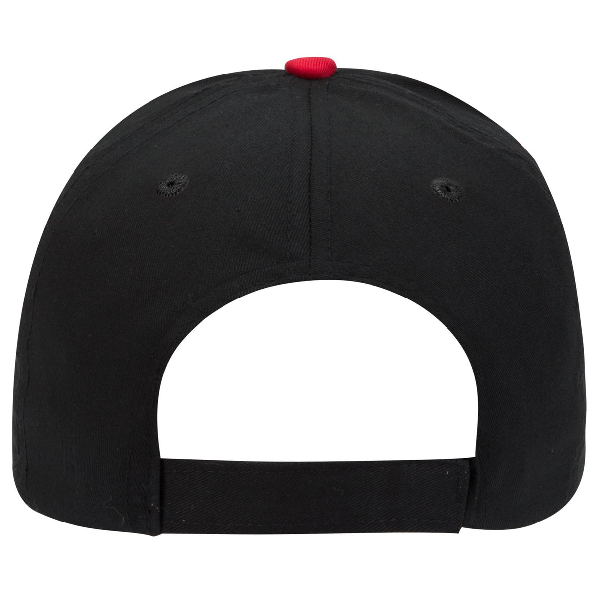 Rear View of 020303 - Red/Blk/Blk OTTO CAP 6 Panel Low Profile Baseball Cap