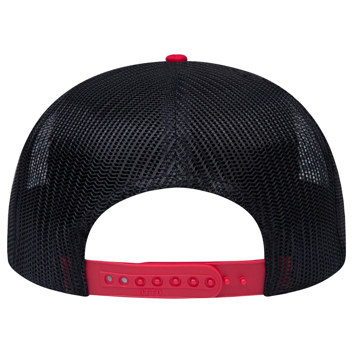 Rear View of 020303 - Red/Blk/Blk OTTO CAP "OTTO SNAP" 6 Panel Pro Style Mesh Back Trucker Snapback Hat