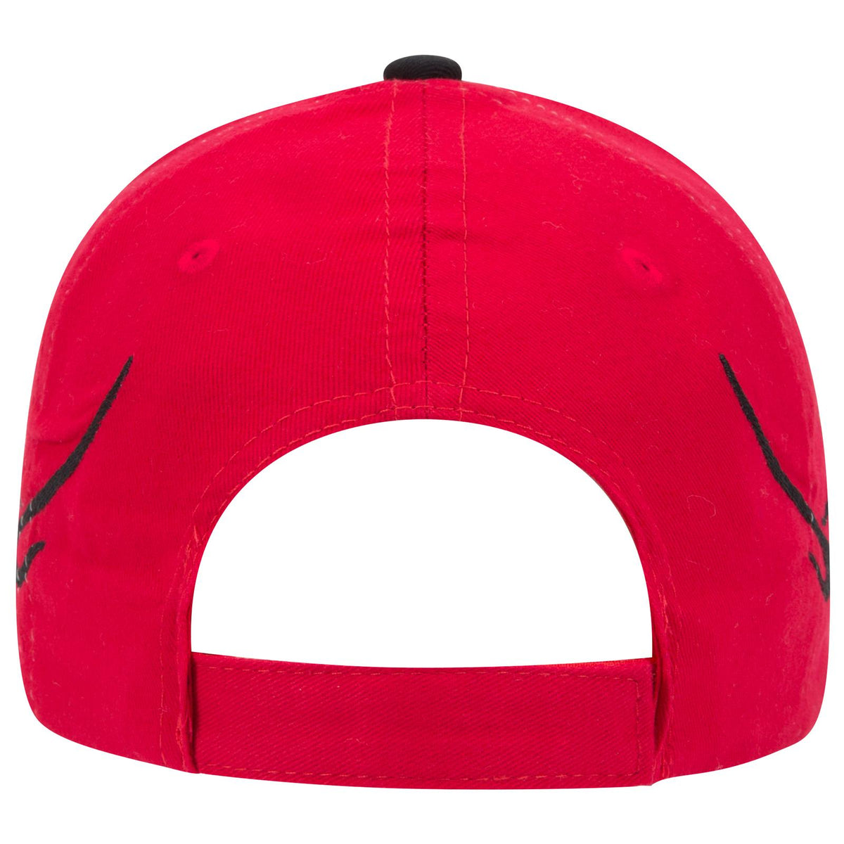 Rear View of 020303D - Red/Blk/Blk OTTO CAP 6 Panel Low Profile Baseball Cap