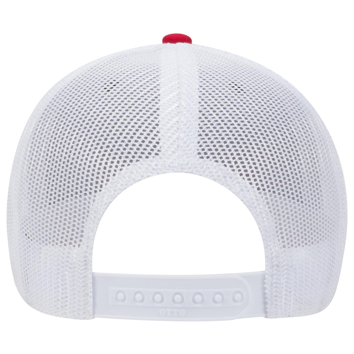 Rear View of 020416 - Red/Nvy/Wht OTTO CAP 6 Panel Low Profile Mesh Back Trucker Hat