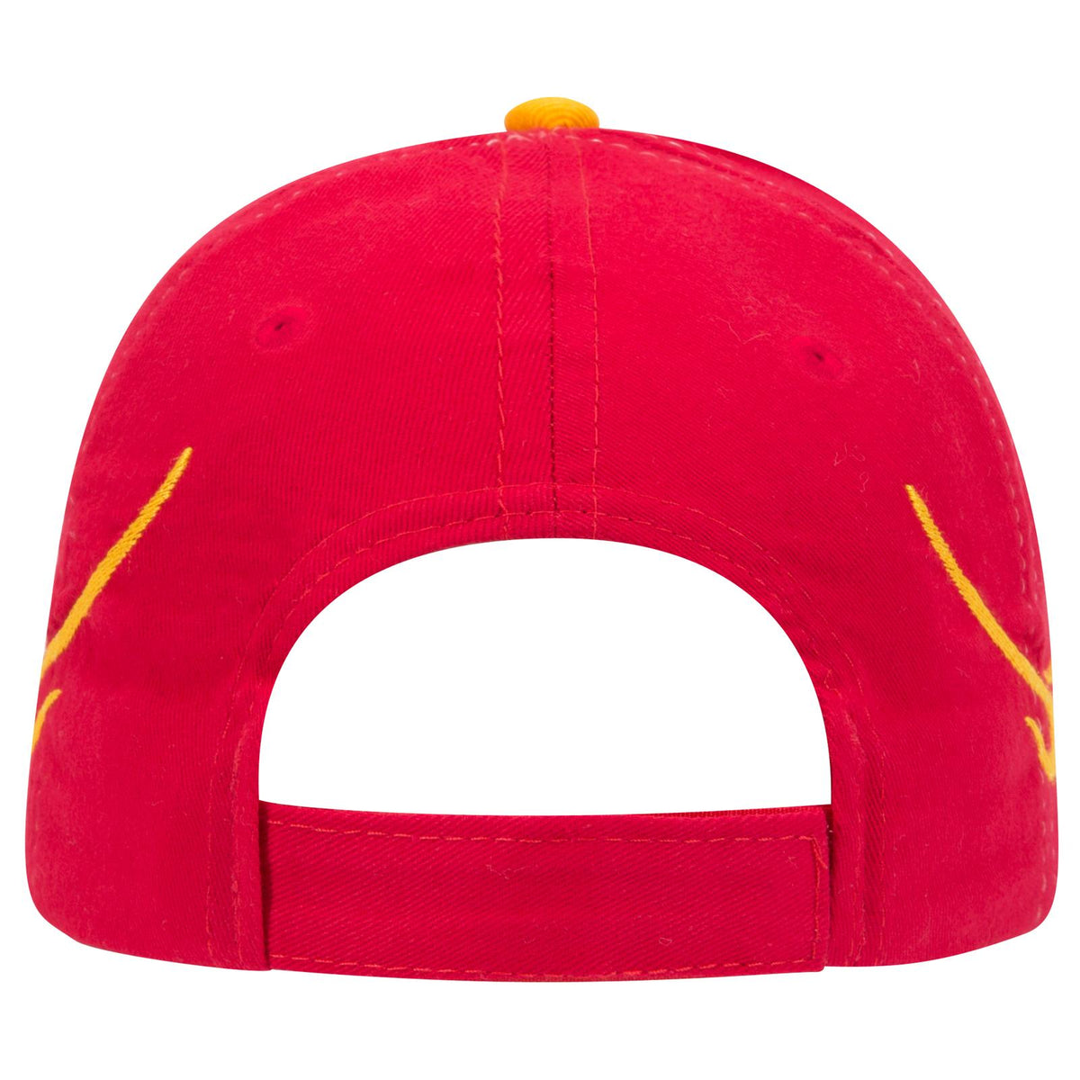 Rear View of 020606D - Red/Gld/Gld OTTO CAP 6 Panel Low Profile Baseball Cap