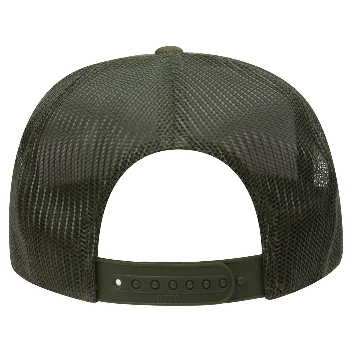 Rear View of 021 - Ol. Green OTTO CAP 5 Panel High Crown Mesh Back Trucker Hat