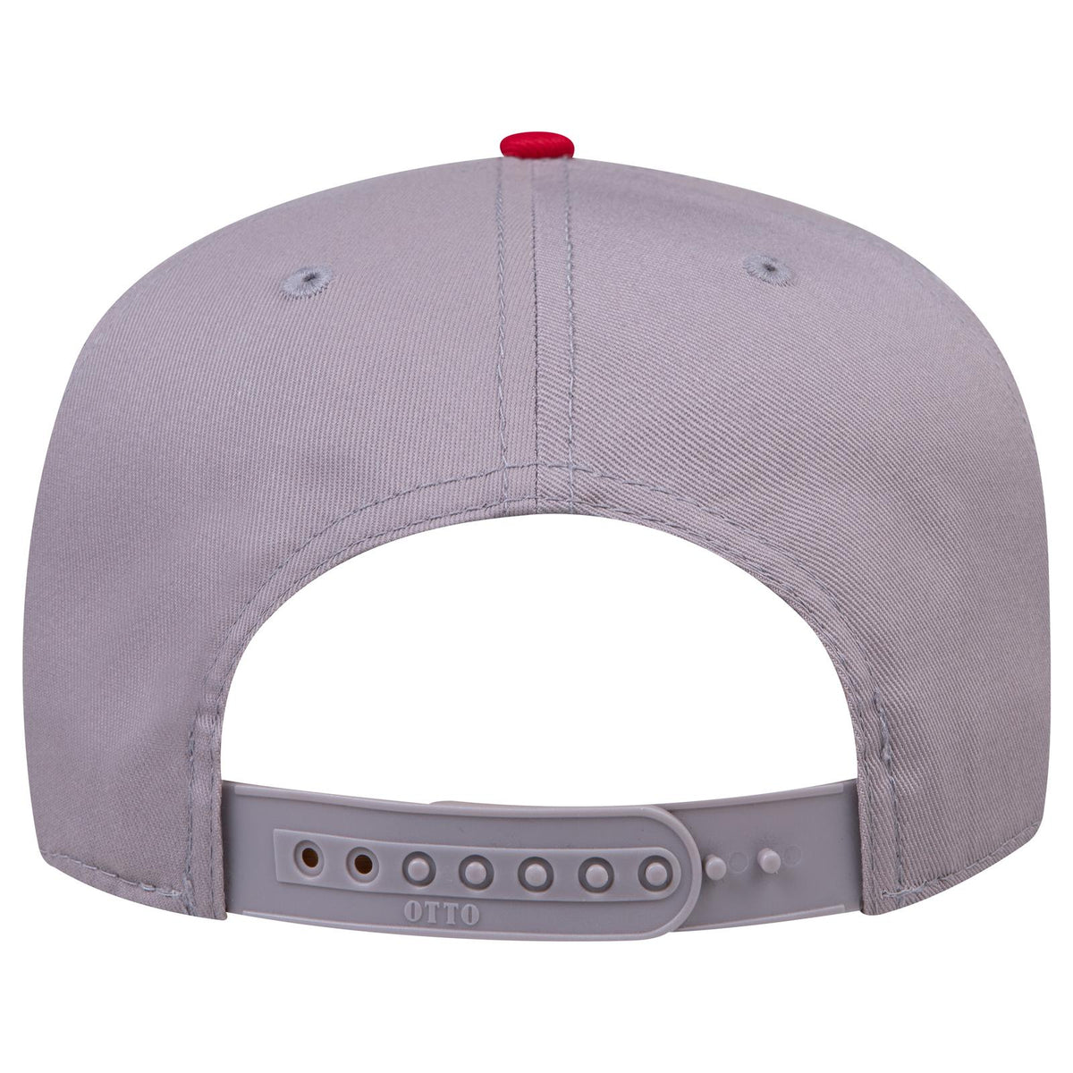 Rear View of 0214 - Red/Gry OTTO CAP 5 Panel Mid Profile Baseball Cap