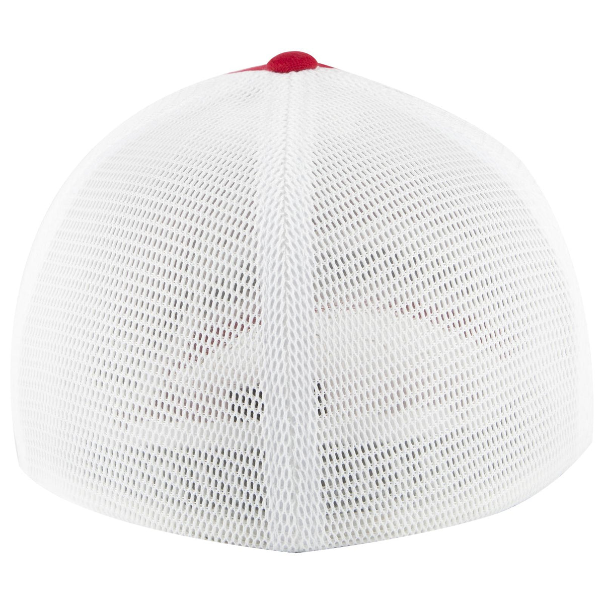Rear View of 0216 - Red/Wht OTTO CAP "OTTO FLEX" Fitted 6 Panel Low Profile Mesh Back Trucker Hat