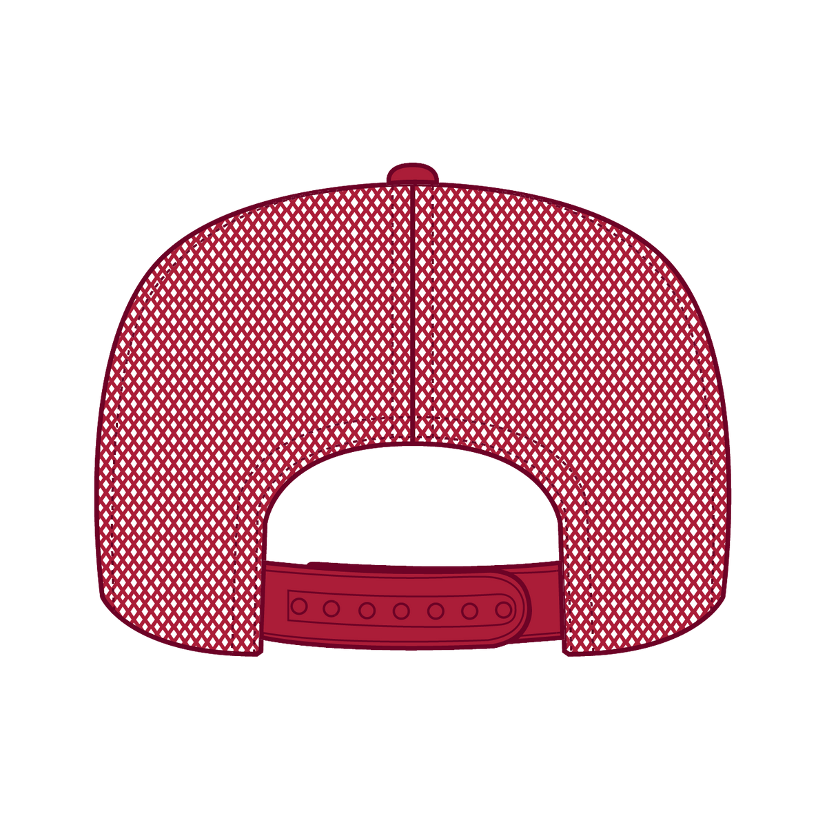 Rear View of 021602 - Red/Wht/Red OTTO CAP 5 Panel High Crown Mesh Back Trucker Hat