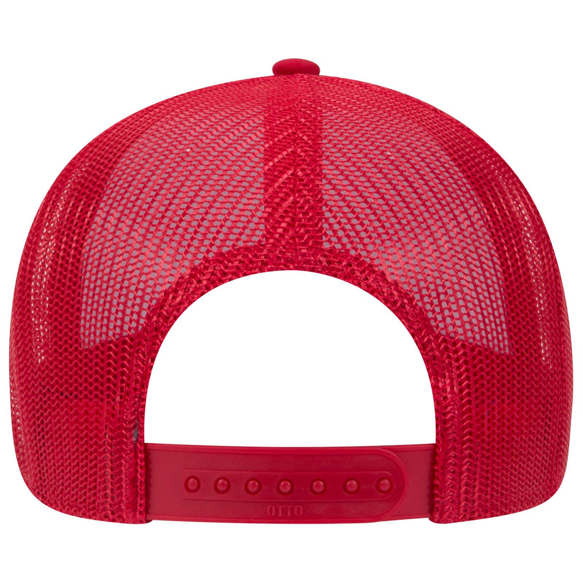 Rear View of 021602 - Red/Wht/Red OTTO CAP 6 Panel Low Profile Mesh Back Trucker Hat
