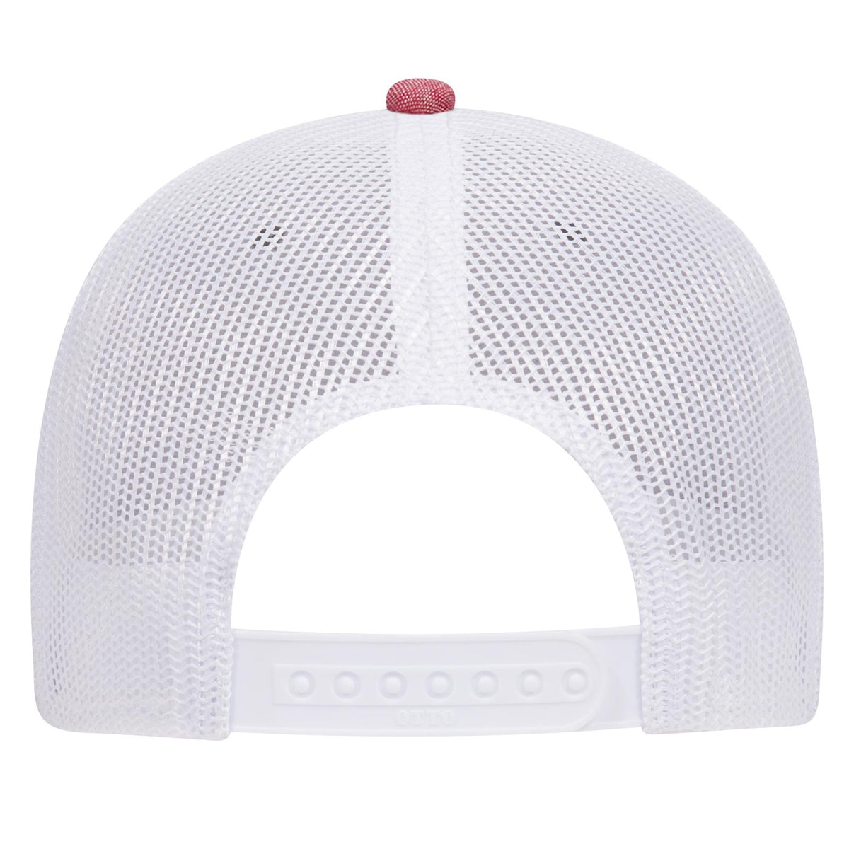 Rear View of 0216X - Red/Wht OTTO CAP 6 Panel Low Profile Mesh Back Trucker Hat