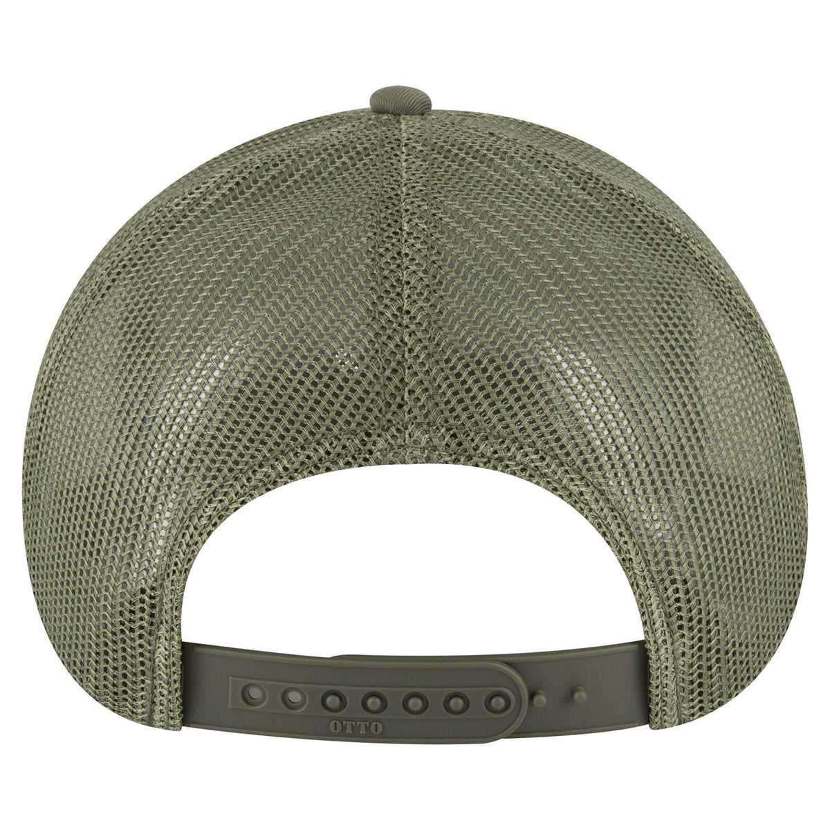 Rear View of 021A - Ol. Green OTTO CAP 6 Panel Low Profile Mesh Back Trucker Hat