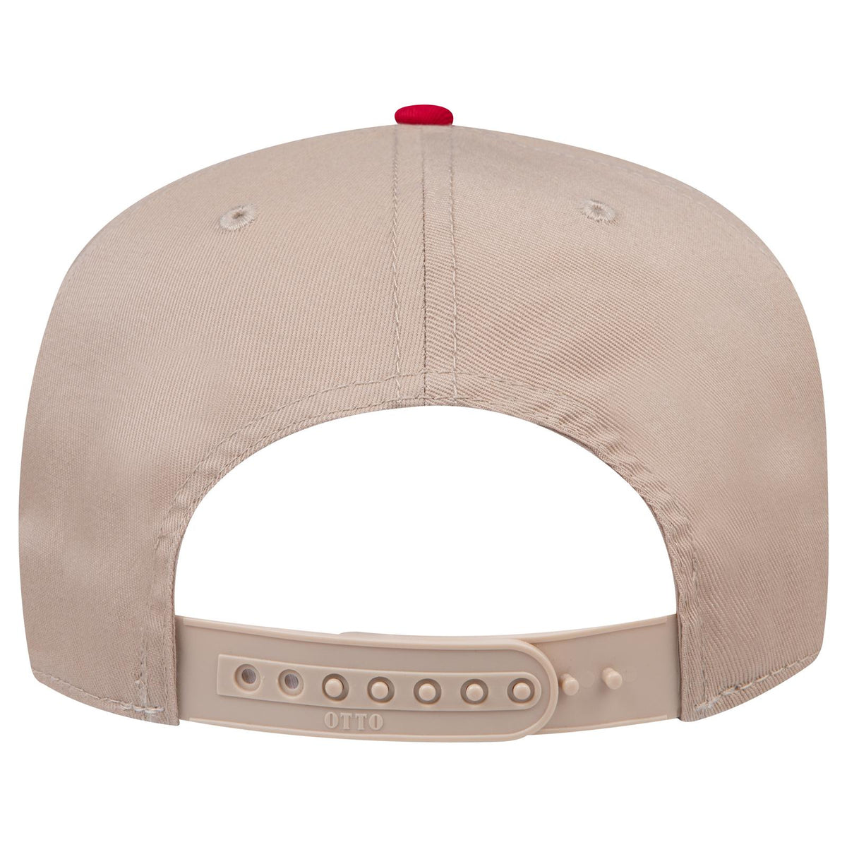 Rear View of 0232 - Red/Kha OTTO CAP 5 Panel Mid Profile Baseball Cap