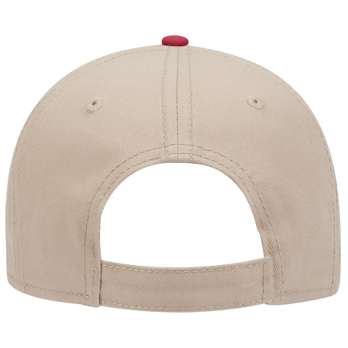 Rear View of 023232 - Red/Kha/Kha OTTO CAP 6 Panel Low Profile Baseball Cap