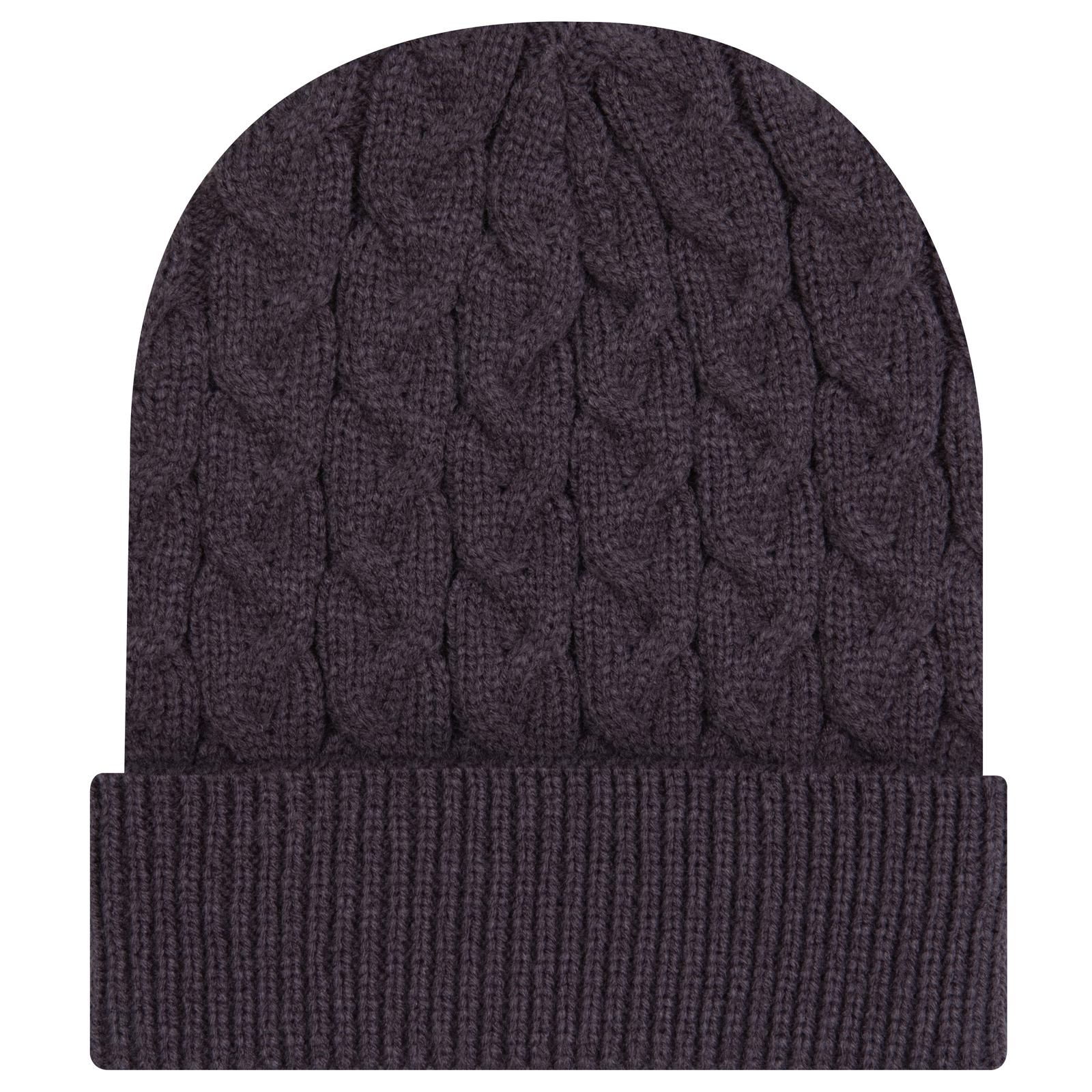 Front View of 025 - Char. Gray OTTO CAP 12" Cable Knit Beanie w/ Rib Knit Cuff