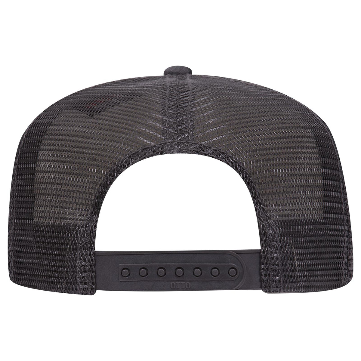 Rear View of 025 - Char. Gray OTTO CAP "OTTO SNAP" 5 Panel Mid Profile Mesh Back Trucker Snapback Hat