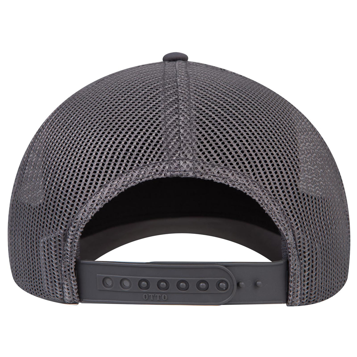 Rear View of 025 - Char. Gray OTTO CAP Seamless 6 Panel Mid Profile Mesh Back Trucker Hat