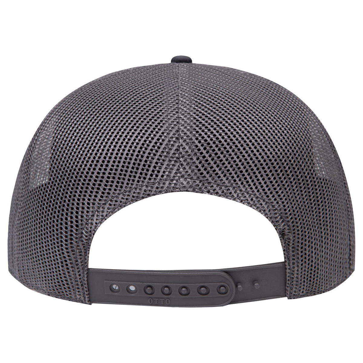 Rear View of 025C - Ch Gry OTTO CAP "OTTO SNAP" 6 Panel Pro Style Mesh Back Trucker Snapback Hat