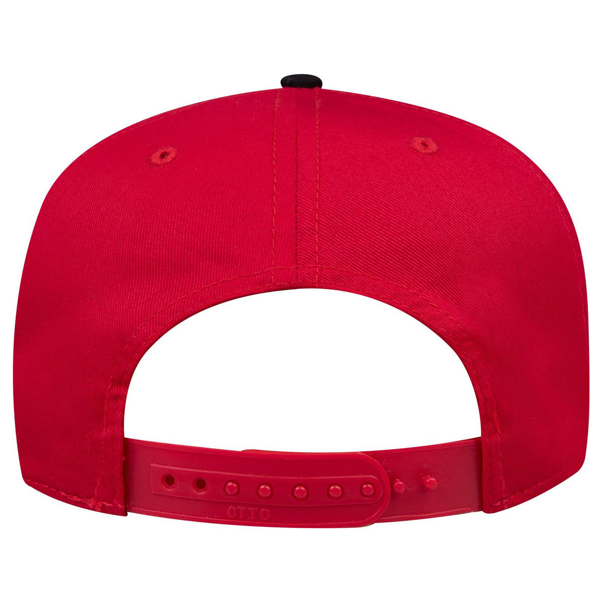 Rear View of 0302 - Blk/Red OTTO CAP 5 Panel Mid Profile Baseball Cap