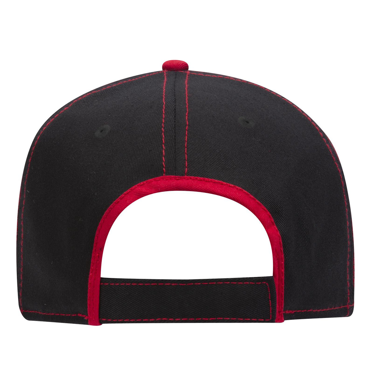 Rear View of 0302 - Blk/Red OTTO CAP 6 Panel Low Profile Baseball Cap