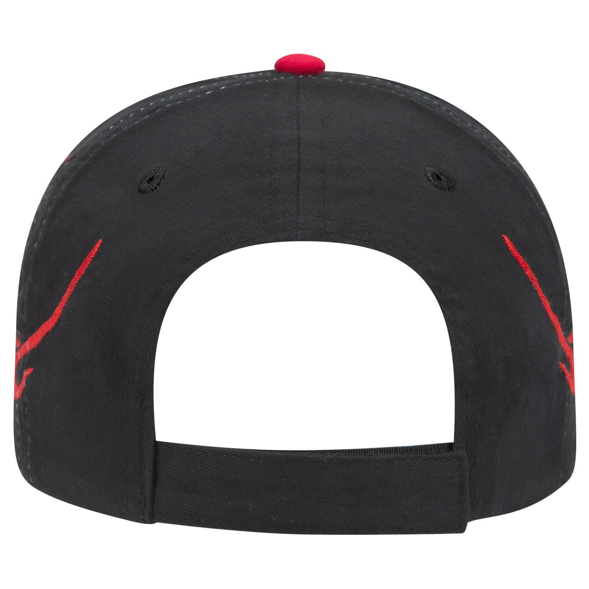 Rear View of 030202D - Blk/Red/Red OTTO CAP 6 Panel Low Profile Baseball Cap