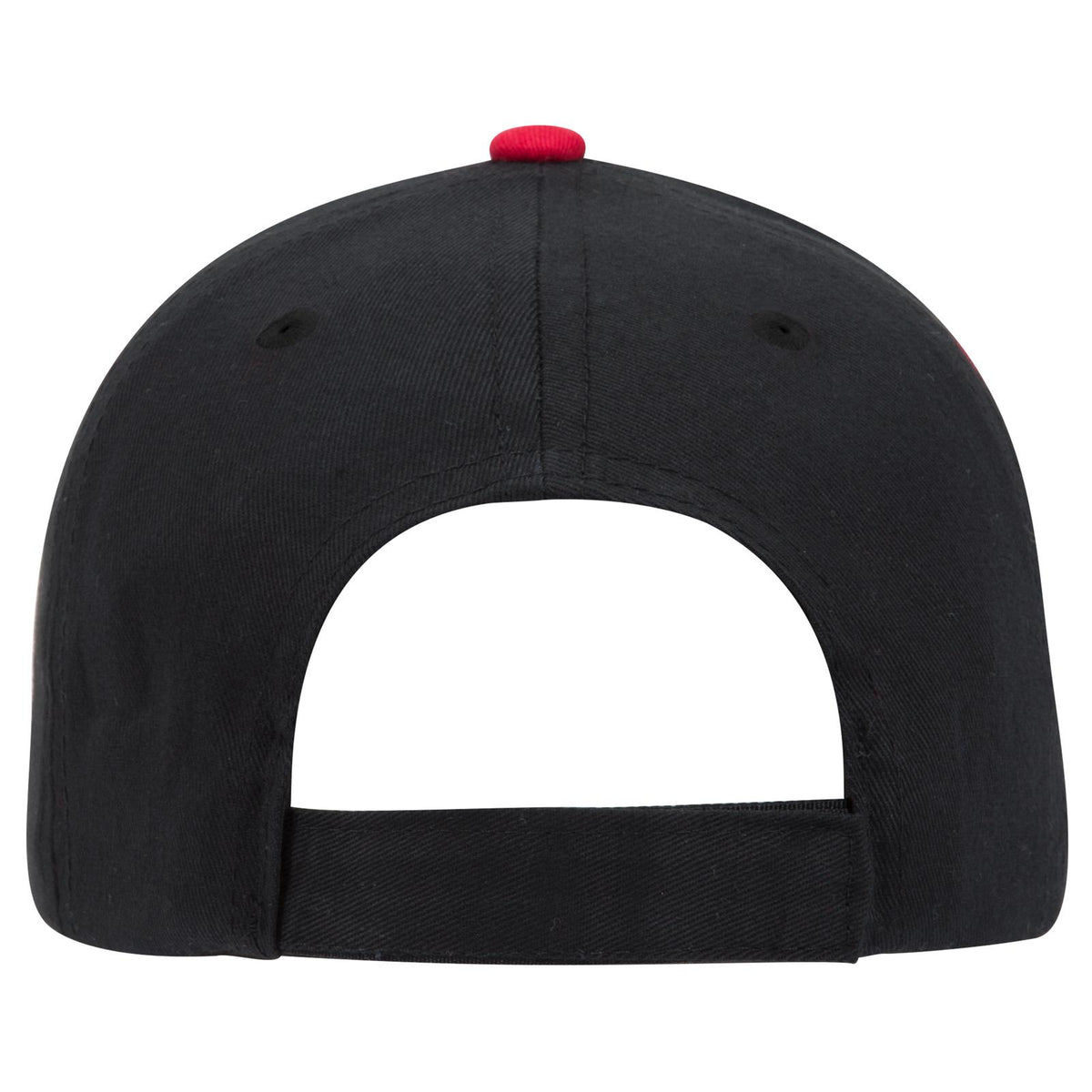 Rear View of 030216 - Blk/Red/Wht OTTO CAP 6 Panel Low Profile Baseball Cap