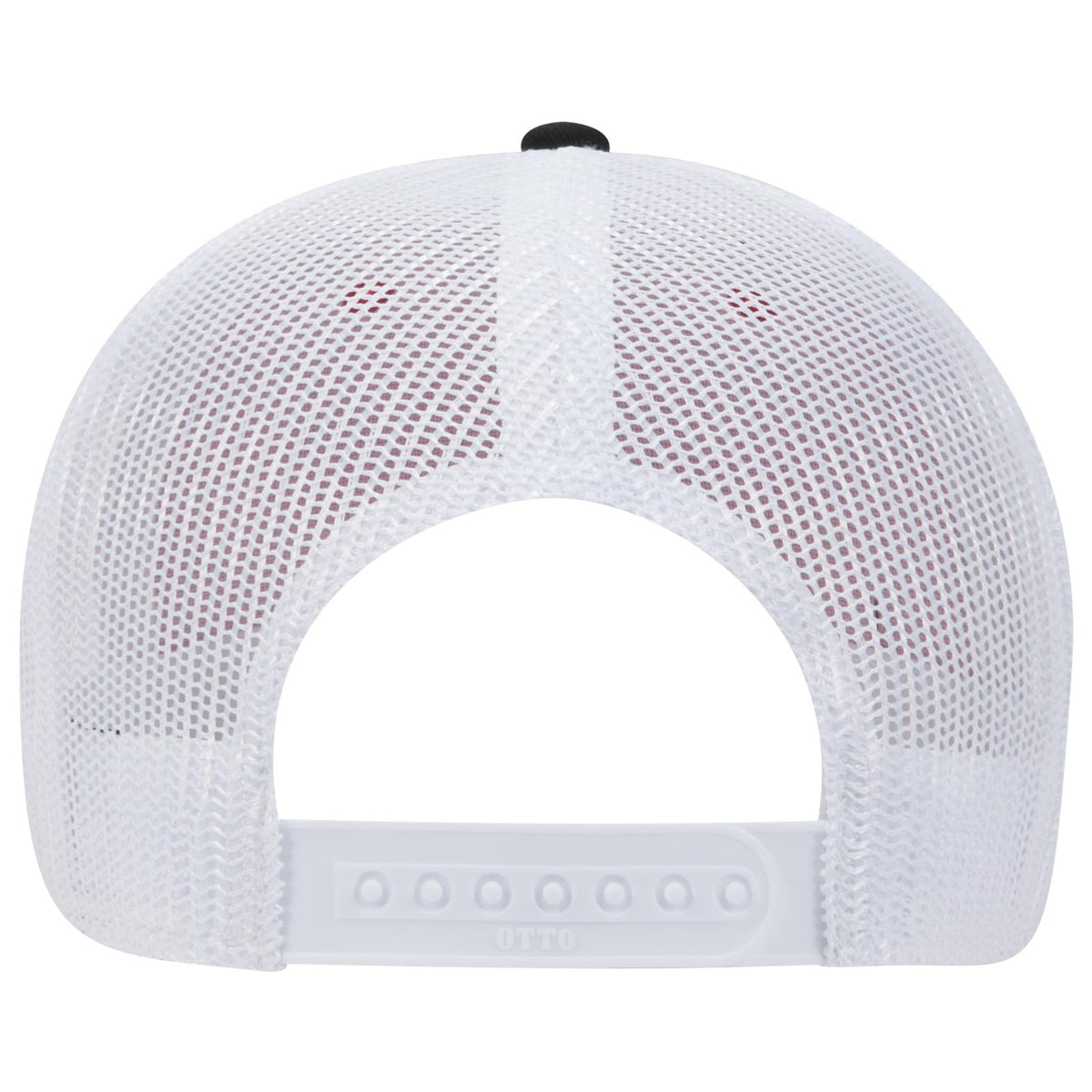 Rear View of 030216 - Blk/Red/Wht OTTO CAP 6 Panel Low Profile Mesh Back Trucker Hat