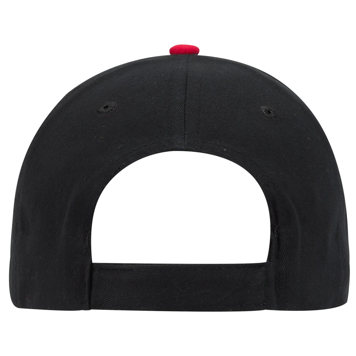 Rear View of 030216C - Blk/Red/Wht OTTO CAP 6 Panel Low Profile Baseball Cap