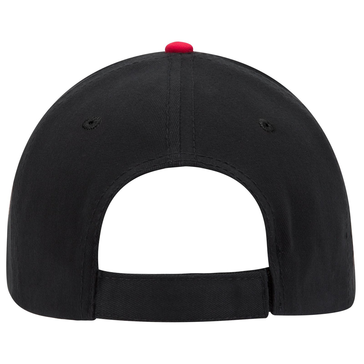 Rear View of 030302 - Blk/Blk/Red OTTO CAP 6 Panel Low Profile Baseball Cap