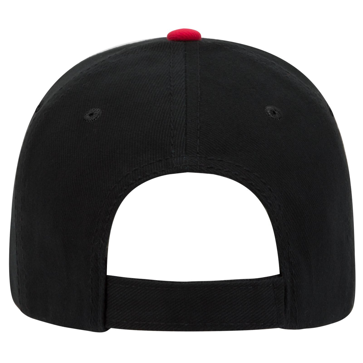 Rear View of 030302 - Blk/Blk/Red OTTO CAP 6 Panel Low Profile Baseball Cap