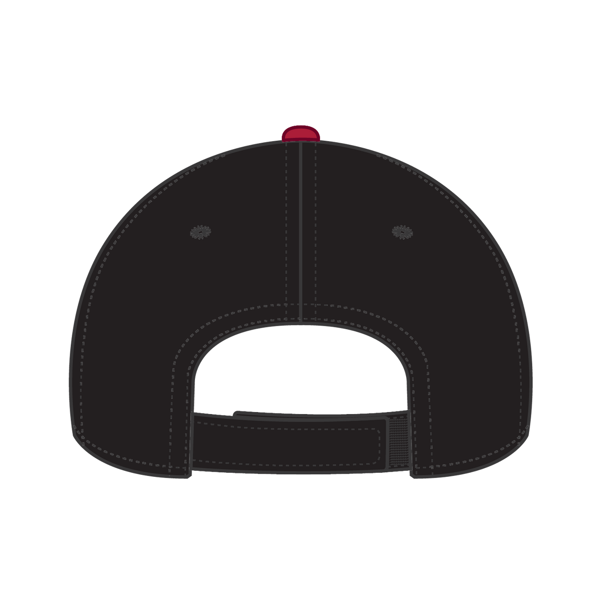 Rear View of 030302 - Blk/Blk/Red OTTO CAP 6 Panel Low Profile Baseball Cap