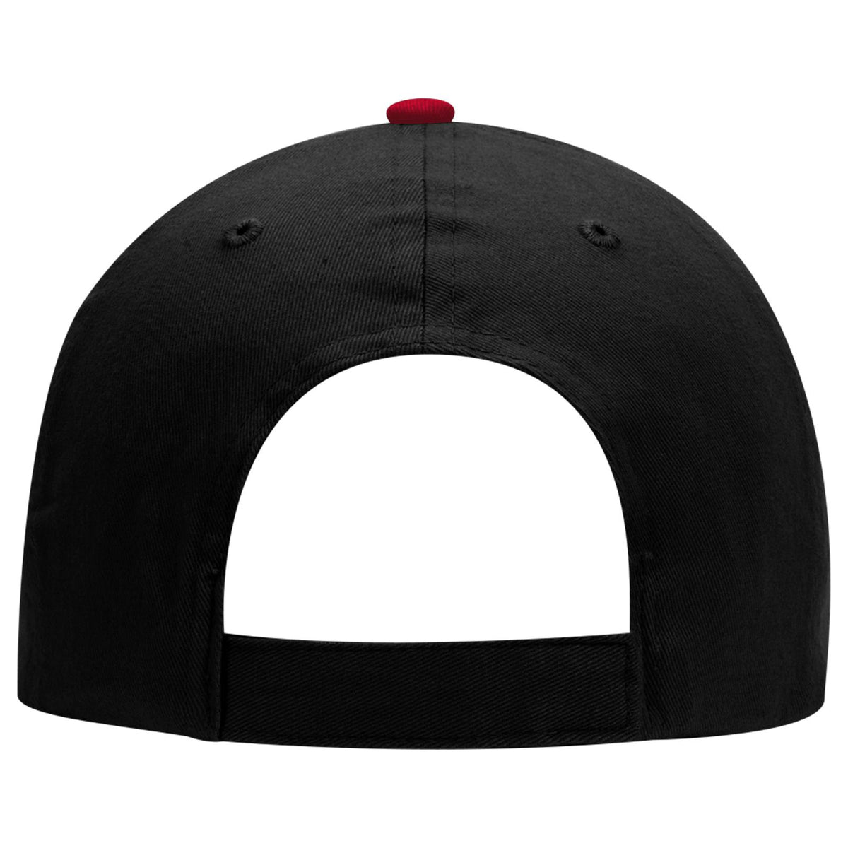 Rear View of 030302 - Blk/Blk/Red OTTO CAP 6 Panel Low Profile Baseball Cap