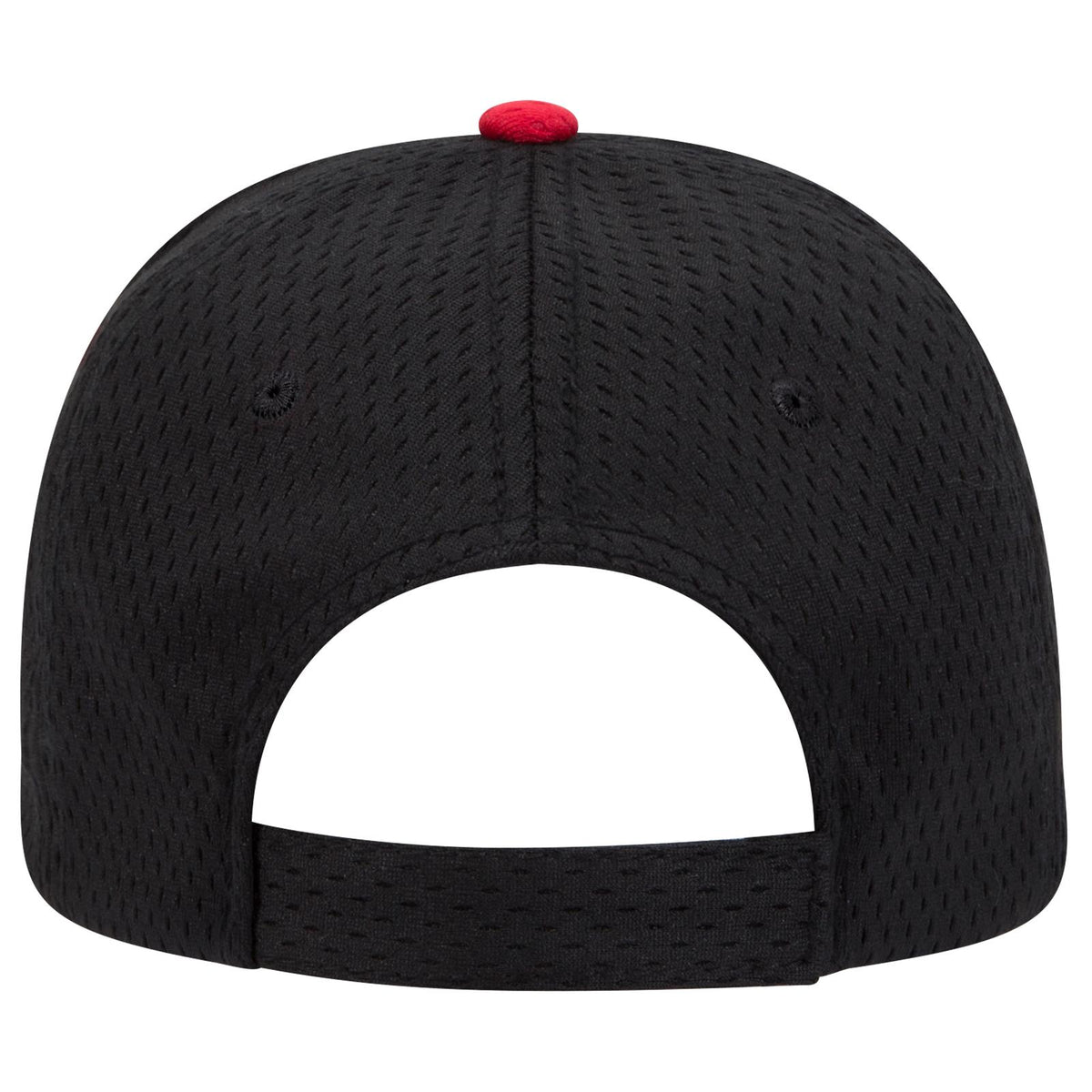 Rear View of 030302 - Blk/Blk/Red OTTO CAP 6 Panel Low Profile Baseball Cap