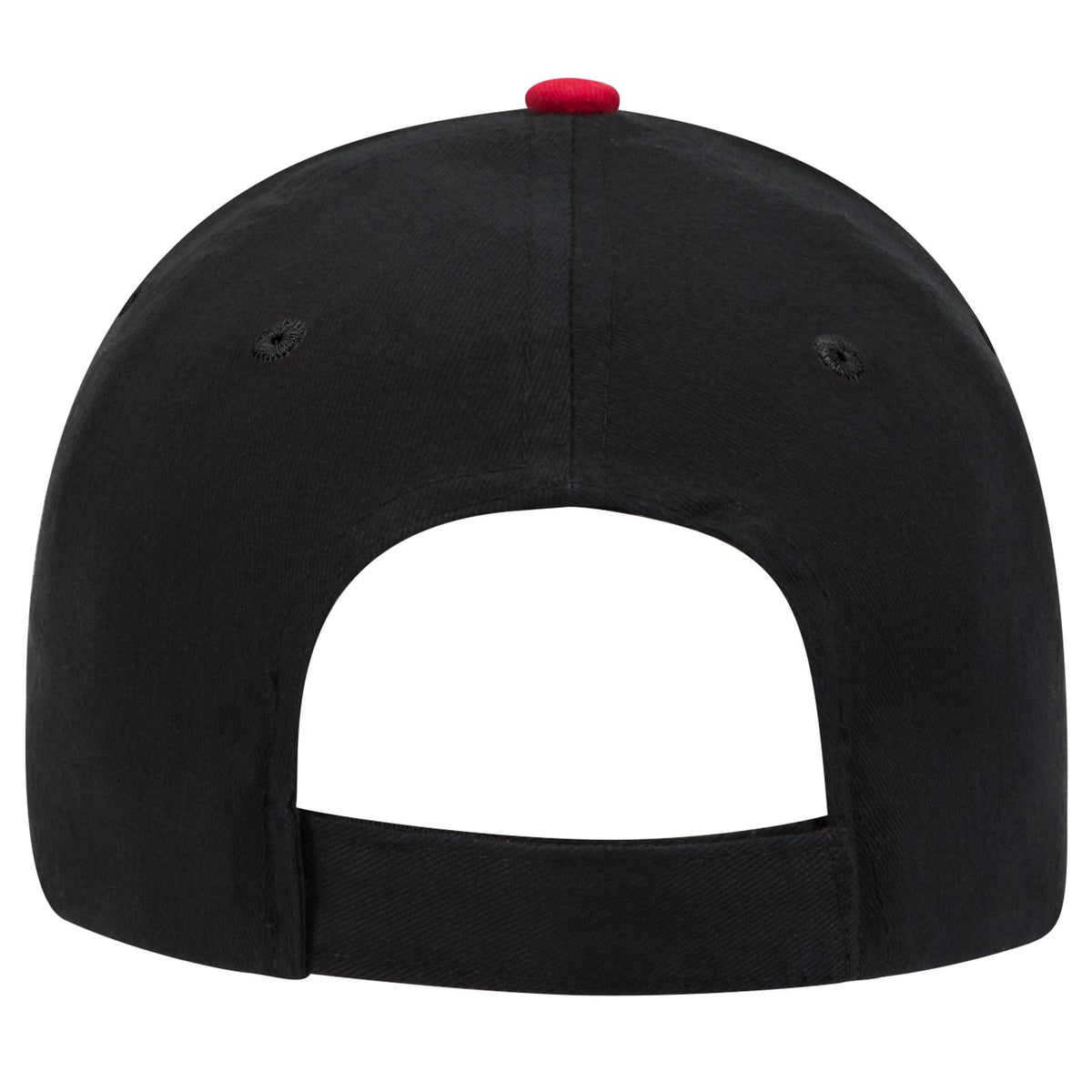Rear View of 030302 - Blk/Blk/Red OTTO CAP 6 Panel Low Profile Baseball Cap