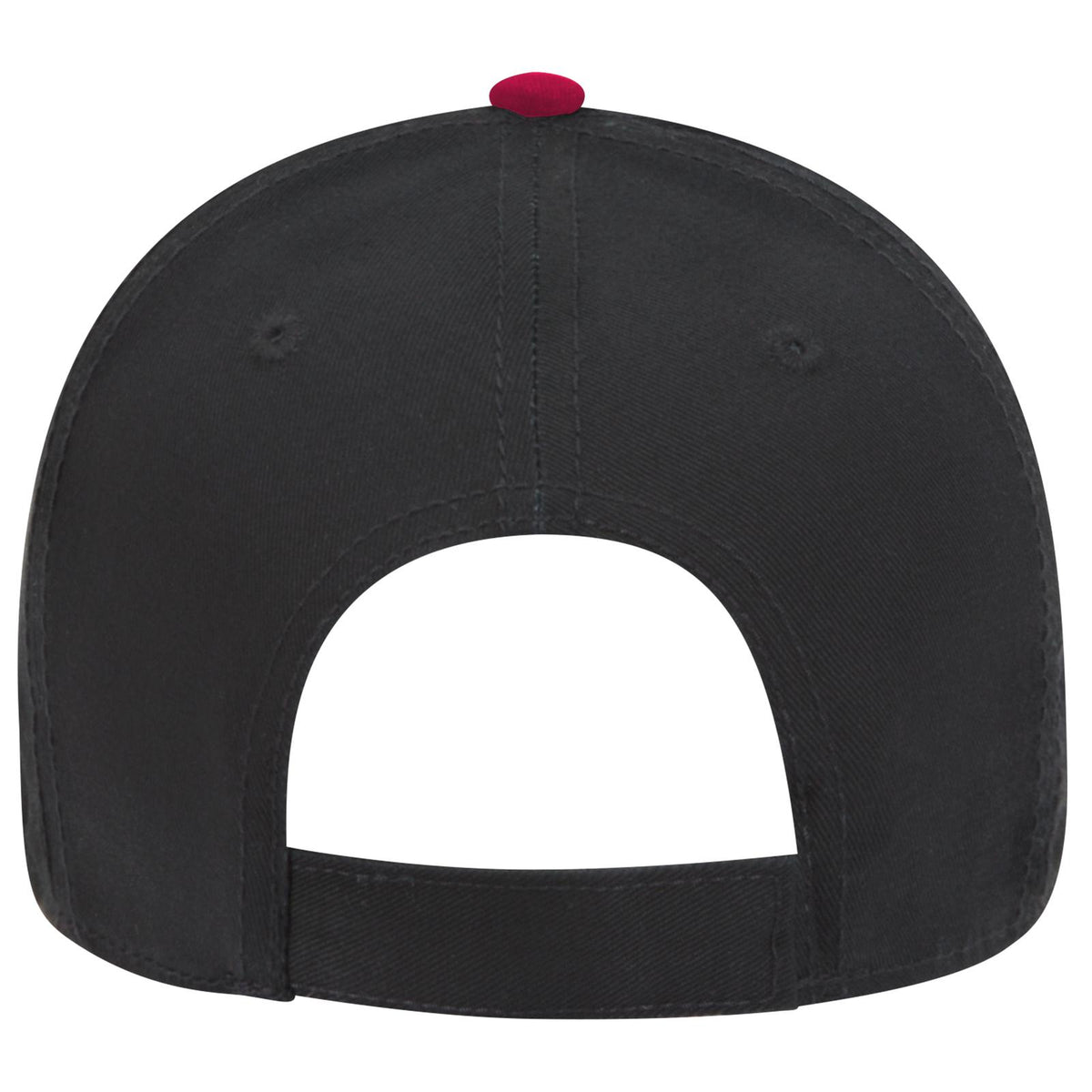 Rear View of 030302 - Blk/Blk/Red OTTO CAP 6 Panel Low Profile Baseball Cap