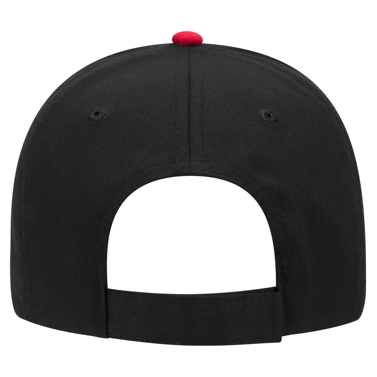 Rear View of 030302 - Blk/Blk/Red OTTO CAP 6 Panel Low Profile Baseball Cap