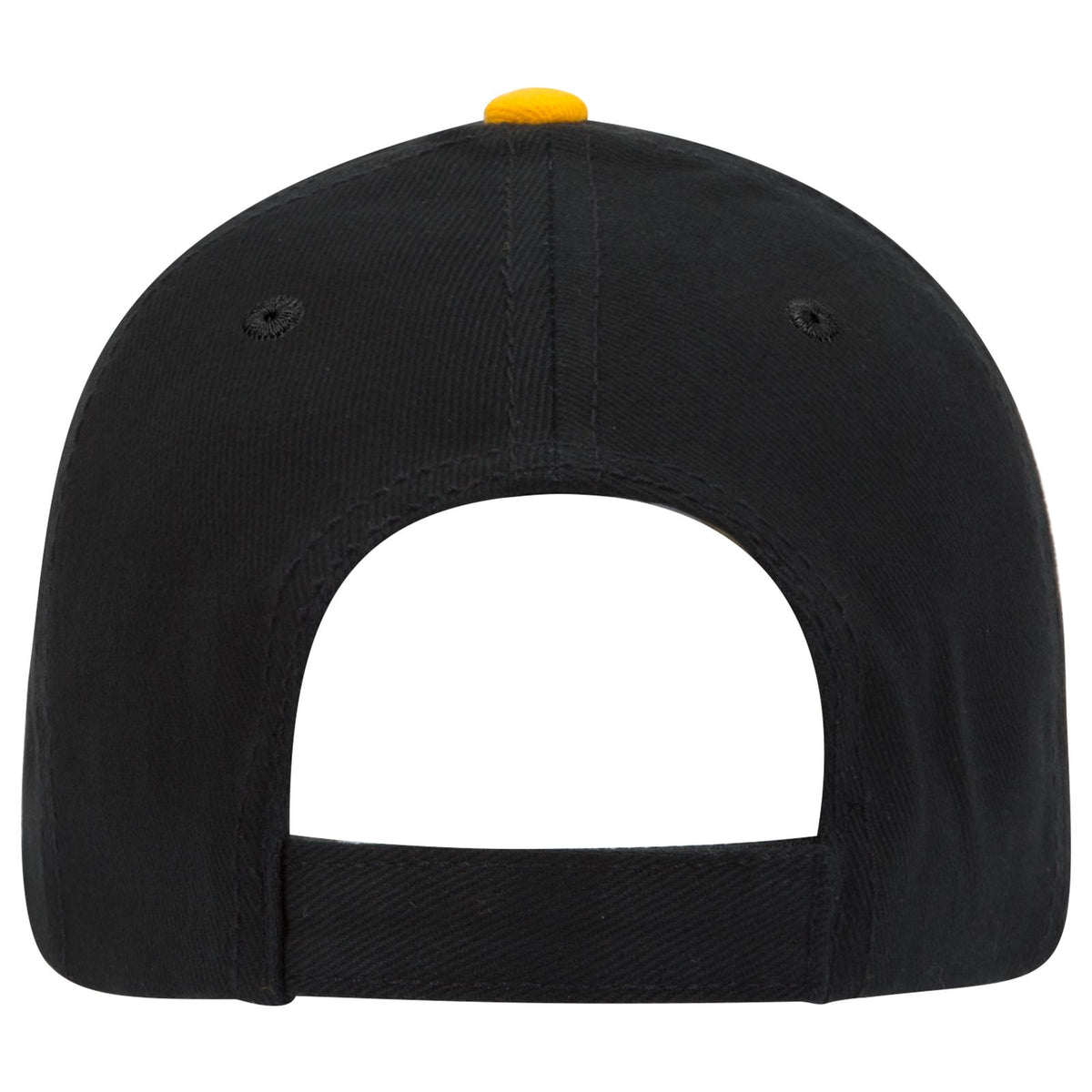 Rear View of 030306 - Blk/Blk/Gld OTTO CAP 6 Panel Low Profile Baseball Cap