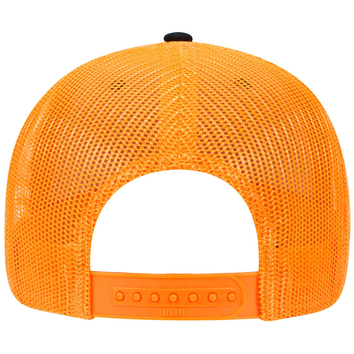 Rear View of 030306 - Blk/Blk/Gld OTTO CAP 6 Panel Low Profile Mesh Back Trucker Hat