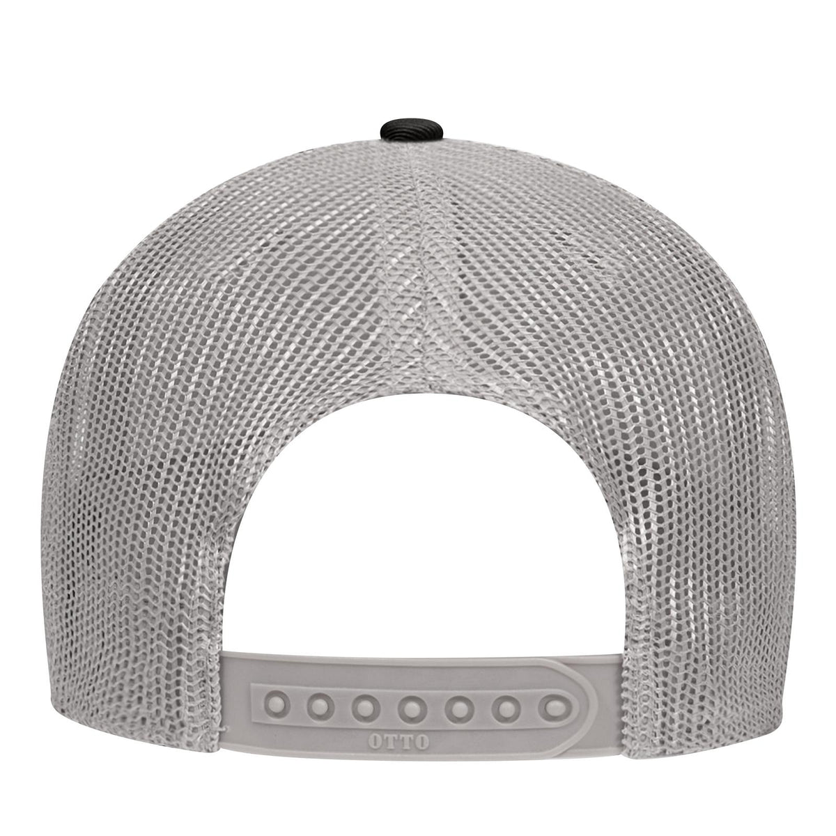 Rear View of 030314 - Blk/Blk/Gry OTTO CAP 6 Panel Low Profile Mesh Back Trucker Hat