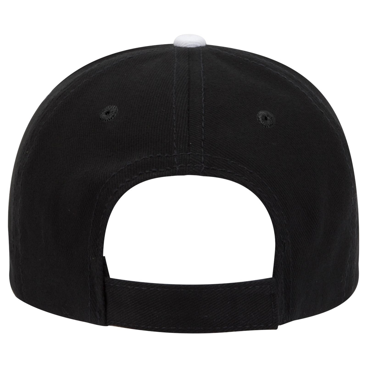 Rear View of 030316 - Blk/Blk/Wht OTTO CAP 6 Panel Low Profile Baseball Cap
