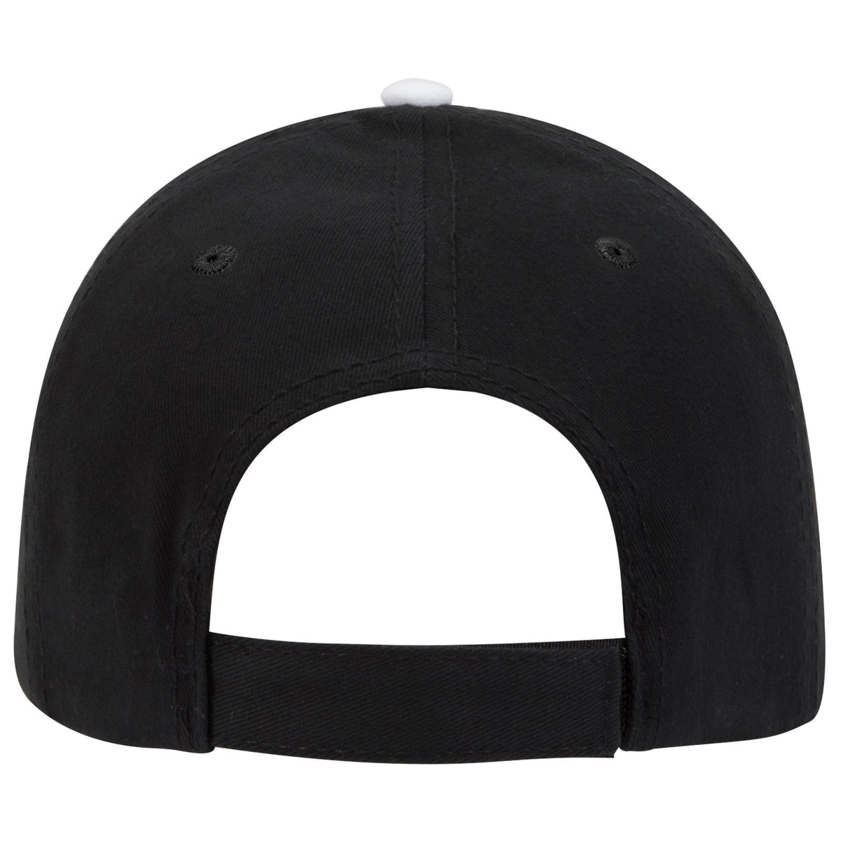 Rear View of 030316 - Blk/Blk/Wht OTTO CAP 6 Panel Low Profile Baseball Cap