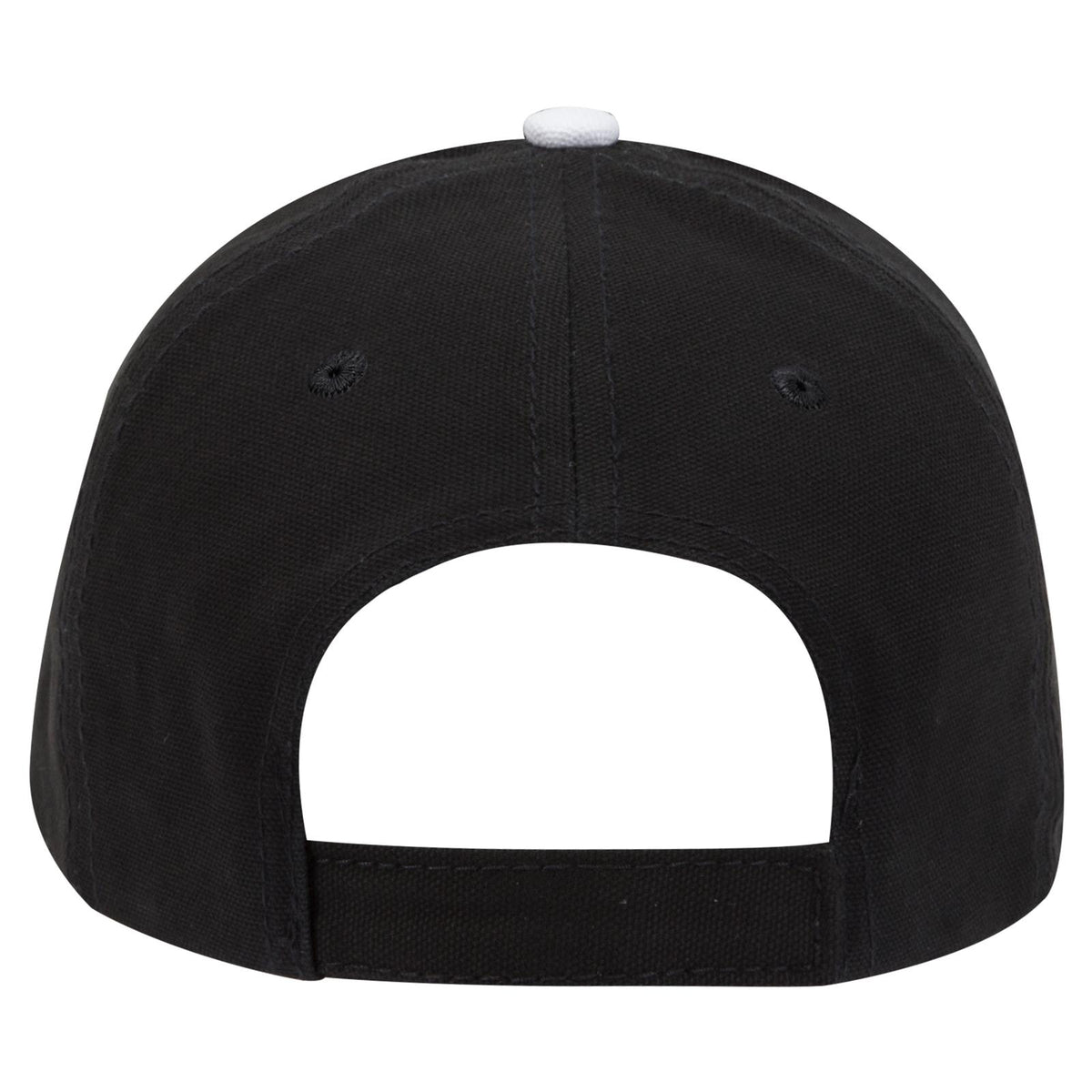Rear View of 030316 - Blk/Blk/Wht OTTO CAP 6 Panel Low Profile Baseball Cap