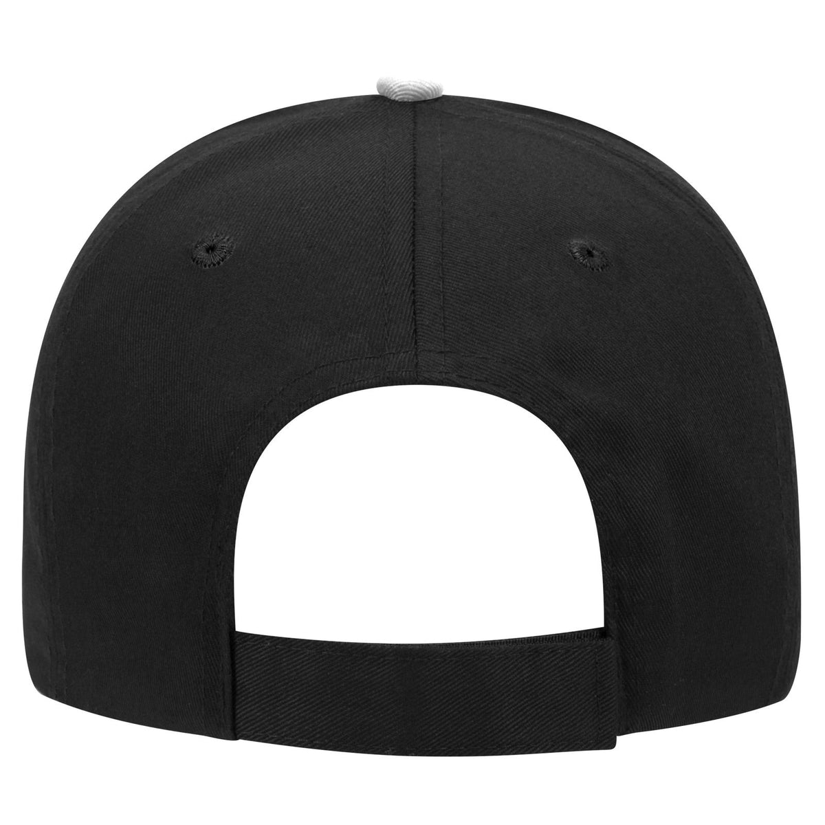 Rear View of 030316 - Blk/Blk/Wht OTTO CAP 6 Panel Low Profile Baseball Cap
