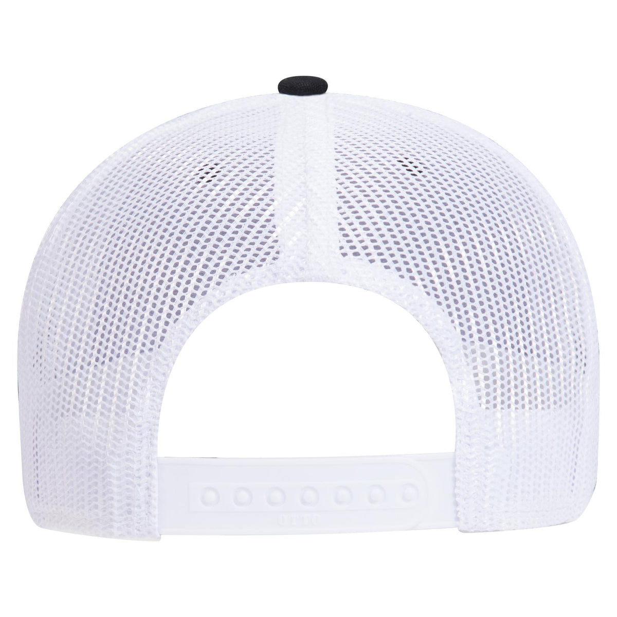 Rear View of 030316 - Blk/Blk/Wht OTTO CAP 6 Panel Low Profile Mesh Back Trucker Hat