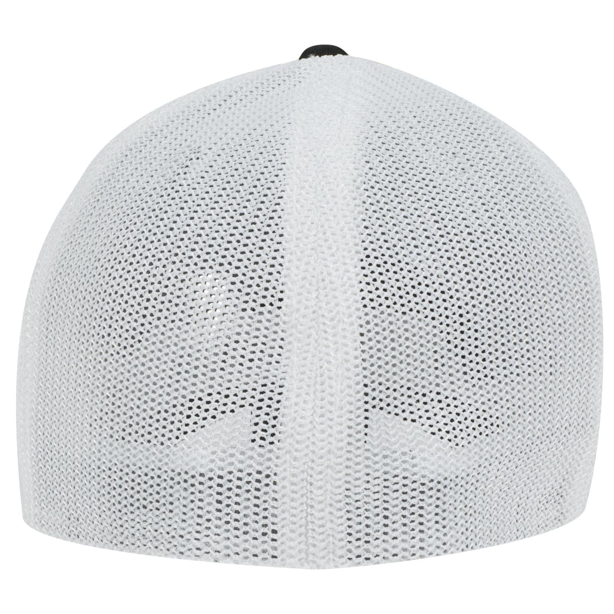 Rear View of 030316 - Blk/Blk/Wht OTTO CAP "OTTO FLEX" Fitted 6 Panel Low Profile Mesh Back Trucker Hat