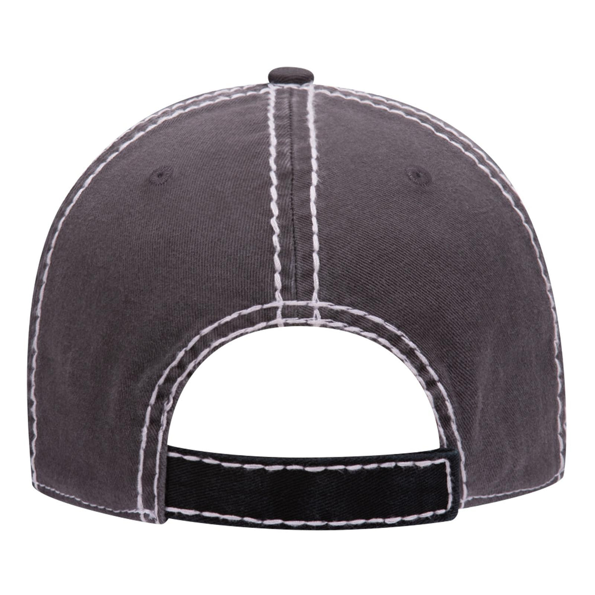 Rear View of 030325 - Blk/Blk/Ch.Gry OTTO CAP 6 Panel Low Profile Dad Hat