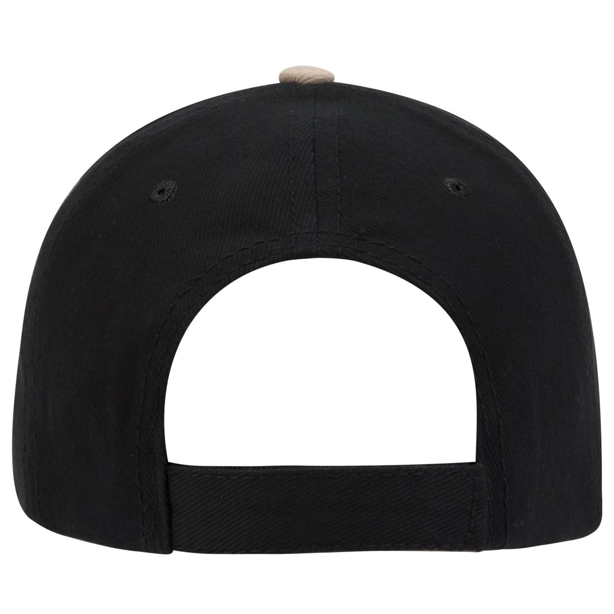 Rear View of 030332 - Blk/Blk/Kha OTTO CAP 6 Panel Low Profile Baseball Cap
