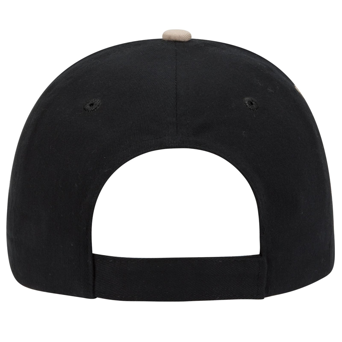 Rear View of 030332 - Blk/Blk/Kha OTTO CAP 6 Panel Low Profile Baseball Cap